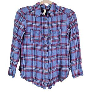 Anthropologie Pilcro Wool Blend Plaid Flannel Button Down Shirt S OB1227013